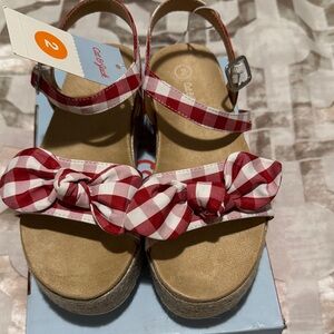 Cat & Jack Red Checkered Bow Sandals